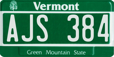 VT license plate AJS384
