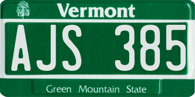 VT license plate AJS385