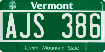 VT license plate AJS386