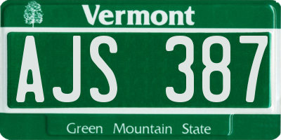 VT license plate AJS387