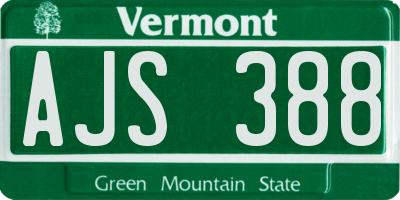 VT license plate AJS388