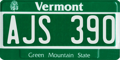 VT license plate AJS390