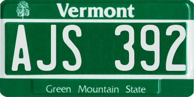 VT license plate AJS392