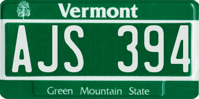 VT license plate AJS394