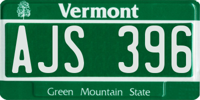 VT license plate AJS396