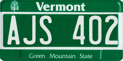 VT license plate AJS402