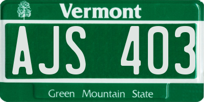 VT license plate AJS403