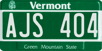 VT license plate AJS404