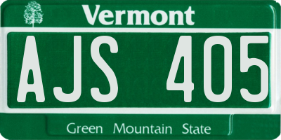 VT license plate AJS405