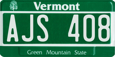 VT license plate AJS408