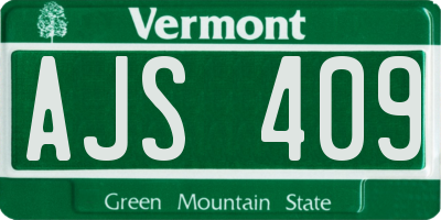 VT license plate AJS409