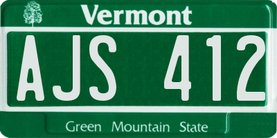 VT license plate AJS412