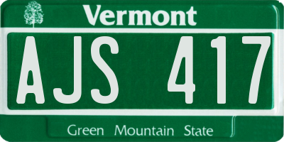 VT license plate AJS417