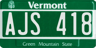 VT license plate AJS418