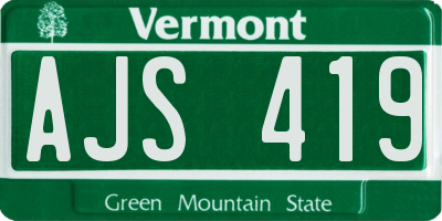 VT license plate AJS419