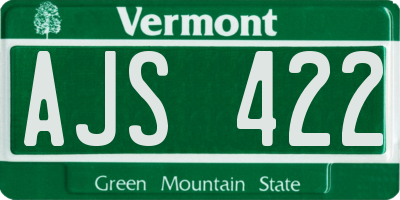 VT license plate AJS422