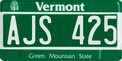VT license plate AJS425