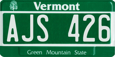 VT license plate AJS426