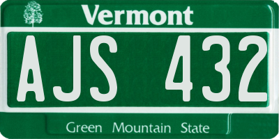 VT license plate AJS432