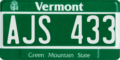 VT license plate AJS433