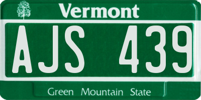 VT license plate AJS439