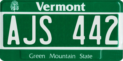 VT license plate AJS442
