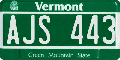 VT license plate AJS443
