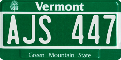 VT license plate AJS447