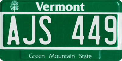 VT license plate AJS449
