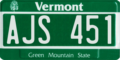VT license plate AJS451