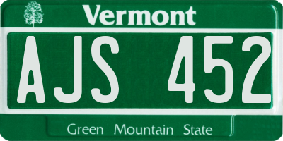 VT license plate AJS452