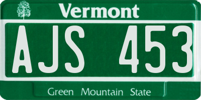 VT license plate AJS453