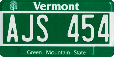 VT license plate AJS454