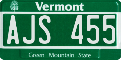 VT license plate AJS455