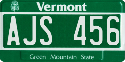 VT license plate AJS456