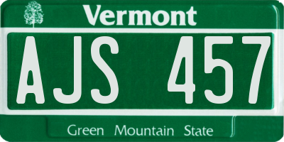 VT license plate AJS457