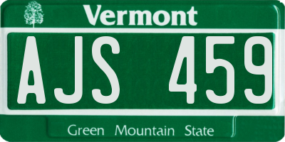 VT license plate AJS459