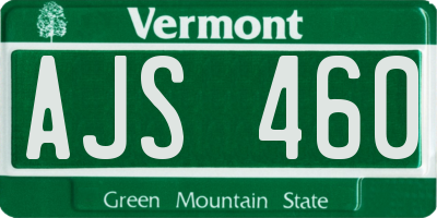 VT license plate AJS460