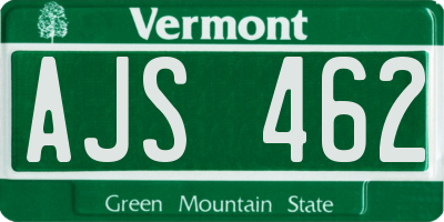 VT license plate AJS462