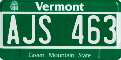 VT license plate AJS463