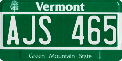 VT license plate AJS465
