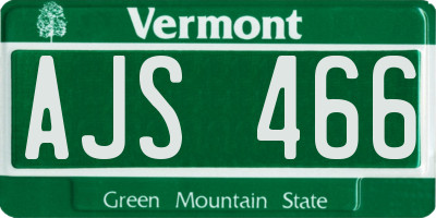 VT license plate AJS466