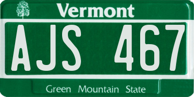 VT license plate AJS467