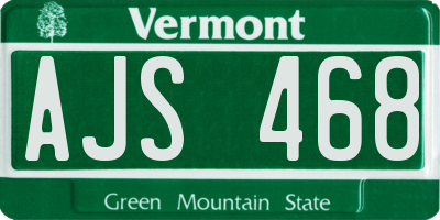 VT license plate AJS468