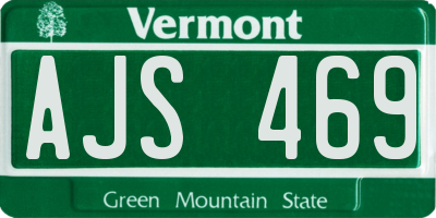 VT license plate AJS469