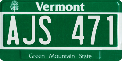 VT license plate AJS471