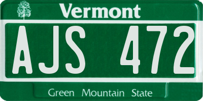 VT license plate AJS472