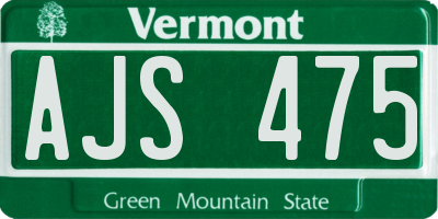 VT license plate AJS475