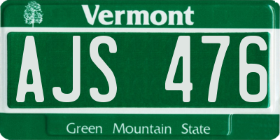 VT license plate AJS476