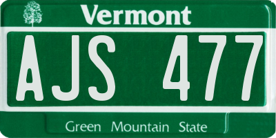 VT license plate AJS477